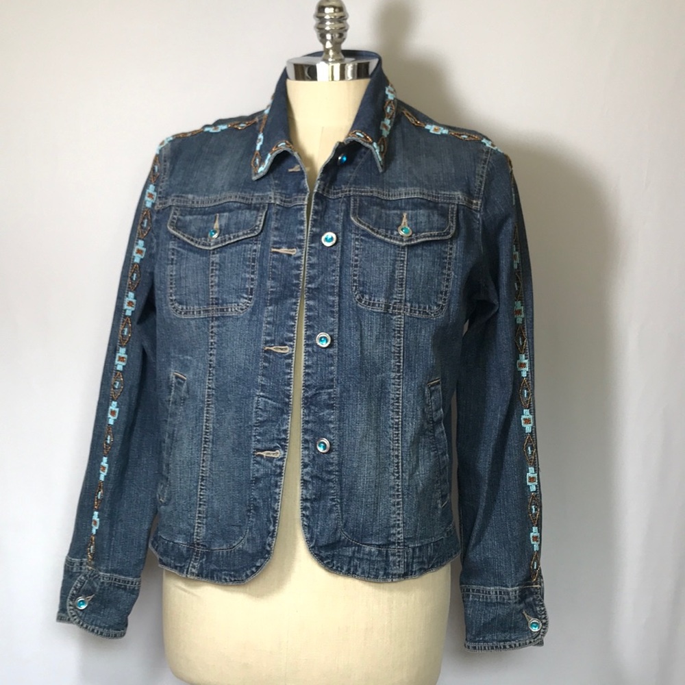Vintage Beaded Jeans Jacket